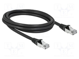 Patch cord; S/FTP; Cat: 6a; RJ45 plug,both sides; 2m; PUR; black