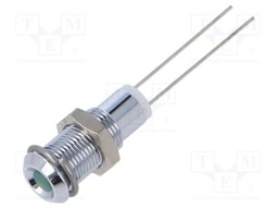 Indicator: LED; flat; green; 2.2VDC; Ø6mm; 2pin; metal