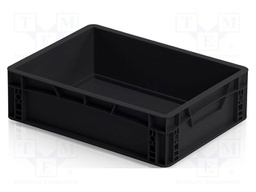 Container: box; ESD; black; polypropylene; 400x300x120mm