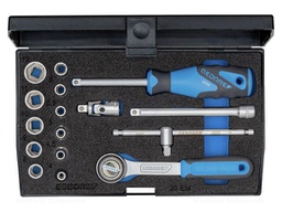 Wrench-set; 6-angles,rattle,socket spanner; 1/4"; 16pcs.