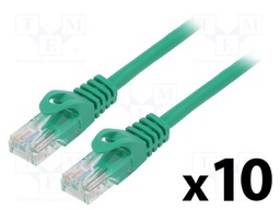 Patch cord; U/UTP; 5e; stranded; CCA; PVC; green; 1m; 26AWG; Cores: 8