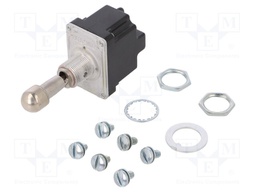 Switch: toggle; Pos: 3; DPDT; ON-OFF-ON; 6A/230VAC; 20A/28VDC; IP67