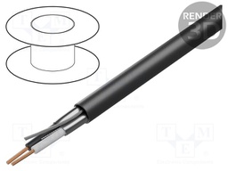 Wire; 1x2x22AWG; shielded,Al-PET foil; PVC; black; 300V; 305m