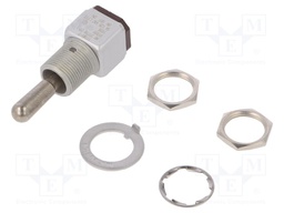 Switch: toggle; Pos: 3; SPDT; (ON)-OFF-(ON); 5A/125VAC; 5A/30VDC