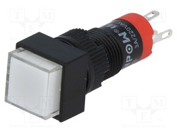 Switch: push-button; Pos: 2; SPDT; 0.5A/250VAC; 1A/24VDC; white