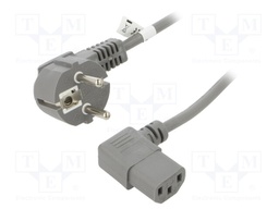 Cable; CEE 7/7 (E/F) plug angled,IEC C13 female 90°; PVC; 2m