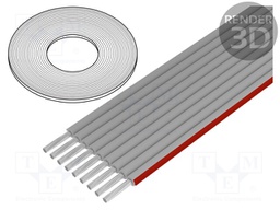 Wire: ribbon; 1.27mm; stranded; Cu; 9x28AWG; PVC; grey; 30,5m