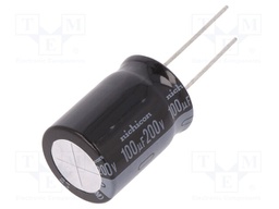 Capacitor: electrolytic; THT; 100uF; 200VDC; Ø18x25mm; Pitch: 7.5mm