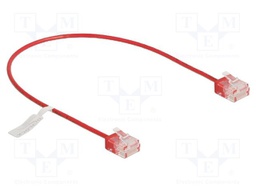 Patch cord; U/UTP; Cat: 6; RJ45 plug,both sides; 0.3m; PVC; red
