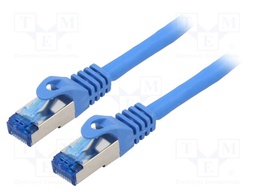 Patch cord; S/FTP; 6a; stranded; CCA; LSZH; blue; 15m; 26AWG; Cores: 8