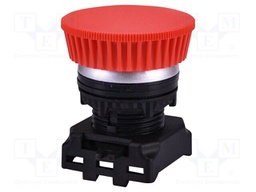 Switch: push-button; 22mm; red/chromium plated; IP65; mushroom