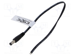 Cable; 2x0.52mm2; DC 5,5/2,5 plug; straight; black; 0.25m