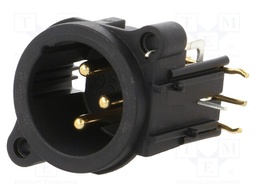 Socket; XLR; male; PIN: 3; angled 90°; THT; black; 6A; 19.8x19.8mm