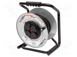 Extension lead; reel,with non-rotating sockets; Sockets: 4; 25m