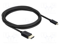 Cable; HDMI plug,micro HDMI plug; Len: 3m; black; 30AWG; 48Gbps