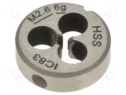 Threading die; M2,6; 0.45; high speed steel; H: 5mm; Øout: 16mm