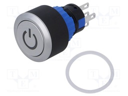 Switch: push-button; Pos: 2; SPDT; 0.5A/220VAC; 1A/24VDC; ON-(ON)