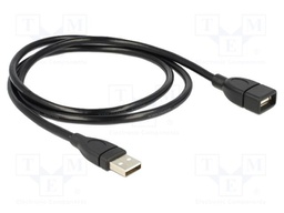 Cable; USB 2.0; USB A socket,USB A plug; 1m; black; 24AWG,28AWG