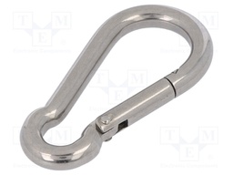 Snap hook; acid resistant steel A4; for rope; L: 60mm; Size: 6mm