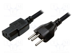 Cable; IEC C13 female,SEV-1011 (J) plug; 1.8m; black; 10A; 250V