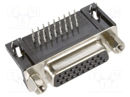 D Sub Connector, Right Angle, HD26, High Density, Receptacle, 26 Contacts, DA, Solder