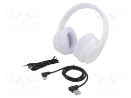 Bluetooth headphones with microphone; white; 0.02÷22kHz; 32Ω