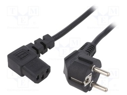 Cable; 3x1mm2; CEE 7/7 (E/F) plug angled,IEC C13 female 90°