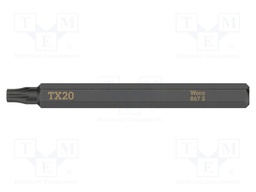 Screwdriver bit; Torx®; TX20; Overall len: 70mm; Mounting: 1/4"