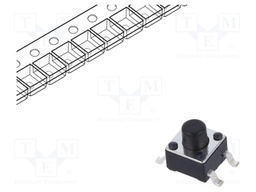Microswitch TACT; SPST-NO; Pos: 2; 0.05A/12VDC; SMT; 1.57N; 5mm