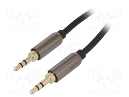Cable; gold-plated; Jack 3.5mm 3pin plug,both sides; 1m; black