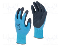 Protective gloves; Size: 10; blue; latex,nylon fabrics; tag