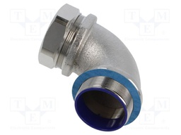 90° angled connector; Thread: metric,non-swivel,outside; brass
