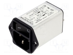Filtered IEC Power Entry Module, IEC C14, General Purpose, 10 A, 250 VAC, 1-Pole Switch