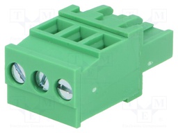 Pluggable terminal block; 5mm; ways: 3; angled; plug; female; 300V