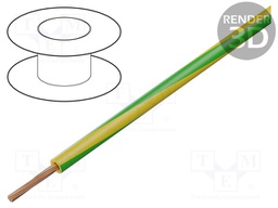 Wire; TLY; stranded; Cu; 0.22mm2; yellow-green; PVC; 150/300V; 200m