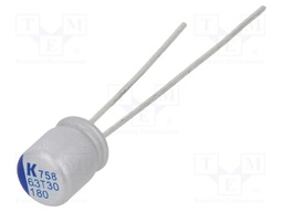 Polymer Aluminium Electrolytic Capacitor, 180 µF, 6.3 V, Radial Leaded, A758 Series, 0.018 ohm