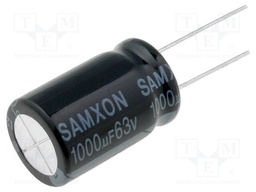 Capacitor: electrolytic; THT; 1000uF; 63VDC; Ø16x25mm; Pitch: 7.5mm