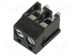 PCB terminal block; angled 90°; 5mm; ways: 2; on PCBs; terminal