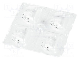 LED lens; square; transparent; H: 6mm; Outside dim: 50x50mm