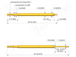 Test needle; Spring compression: 6mm; 10mm; 2A; steel; gold-plated