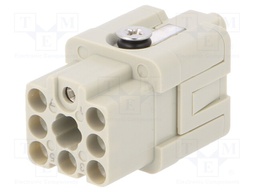 Connector: HDC; female; HQ; PIN: 8; 7+PE; size 1; w/o contacts; 10A