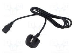 Cable; 3x1mm2; BS 1363 (G) plug,IEC C13 female; PVC; 1.2m; black