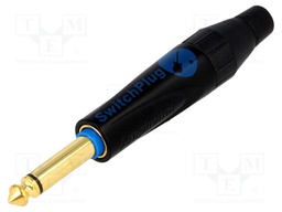 Plug; Jack 6,35mm; male; mono; with on/off switch; straight; black
