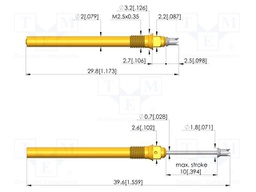 Test needle; Spring compression: 6mm; 10mm; 2A; steel; Ø: 1.3mm