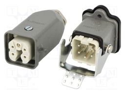 Connector: HDC; male + female; S-A; PIN: 5; 4+PE; size 3A; straight
