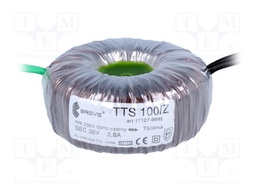 Transformer: toroidal; 100VA; 230VAC; 36V; 2.77A; 1.1kg; Ø: 92mm
