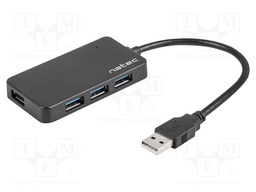 Hub USB; USB A socket x4,USB A plug; USB 3.0; PnP; black; 5Gbps