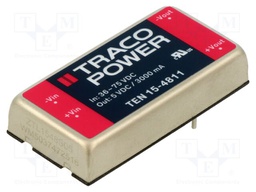 Converter: DC/DC; 15W; Uin: 36÷75V; 5VDC; Iout: 3000mA; 2"x1"; 27g