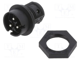 Socket; Connector: circular; male; PIN: 3; silver plated; 8A; 250V