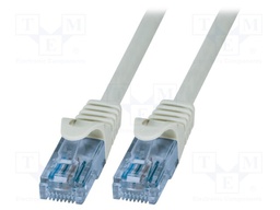 Patch cord; U/UTP; 6a; stranded; CCA; PVC; grey; 10m; 26AWG